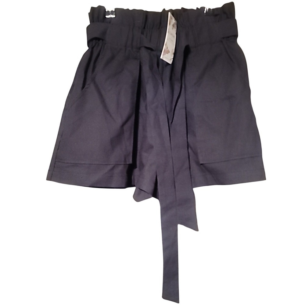 Cupshe x Kittenish Navy Blue Linen Blend Paperbag Waist Shorts Women Size Medium